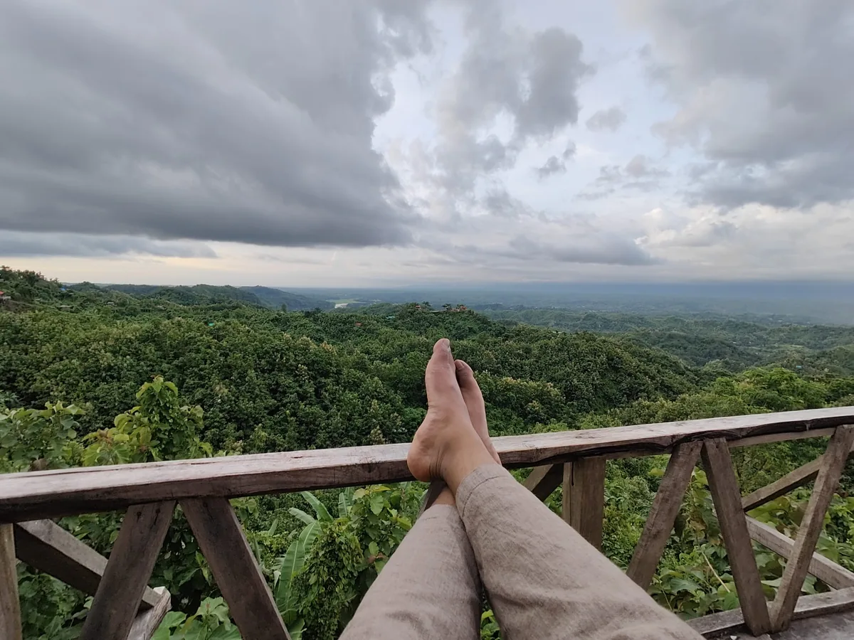 Bare feet resting outdoors, relaxed and uncovered