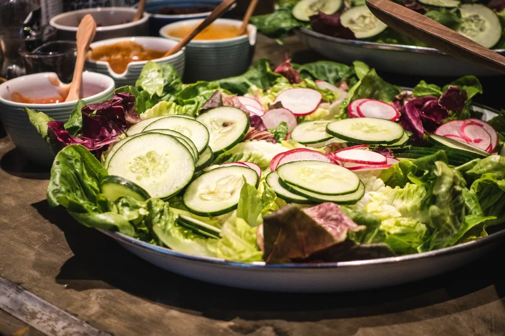 Fresh vegetable salad, part of a low-purine diet to manage gout