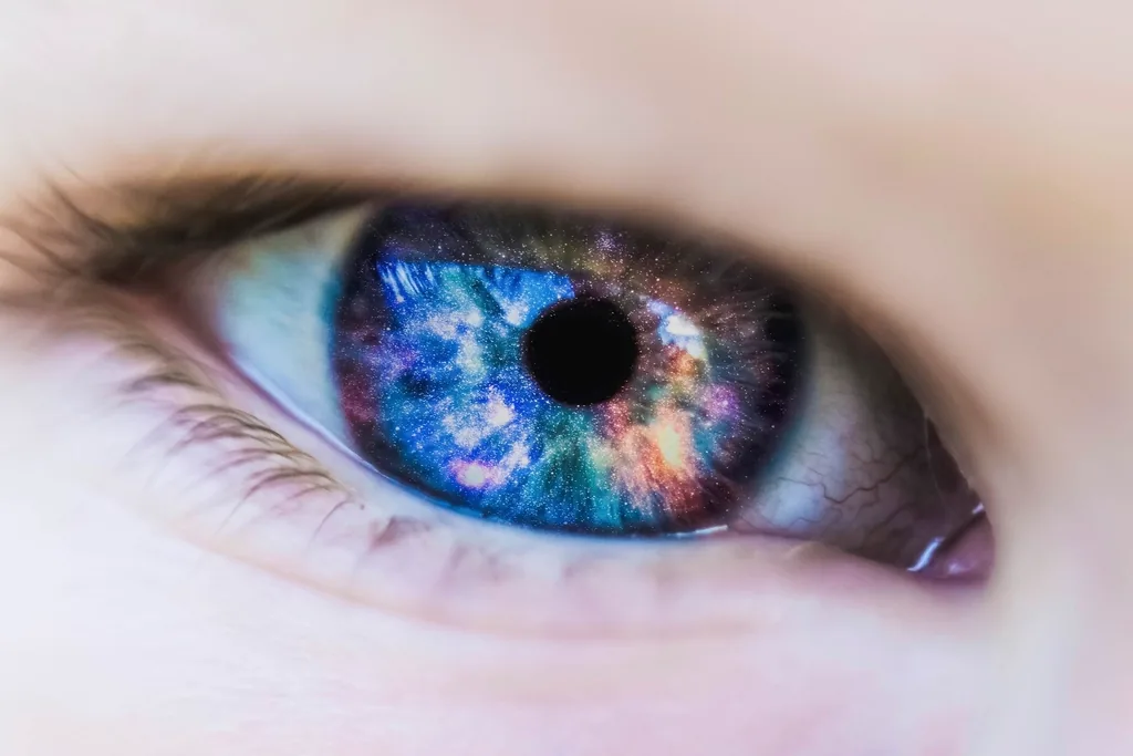 Close-up of a human eye and eyelashes, the area affected by a stye